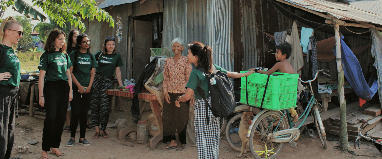 Projects Abroad participants meet villagers in Cambodia